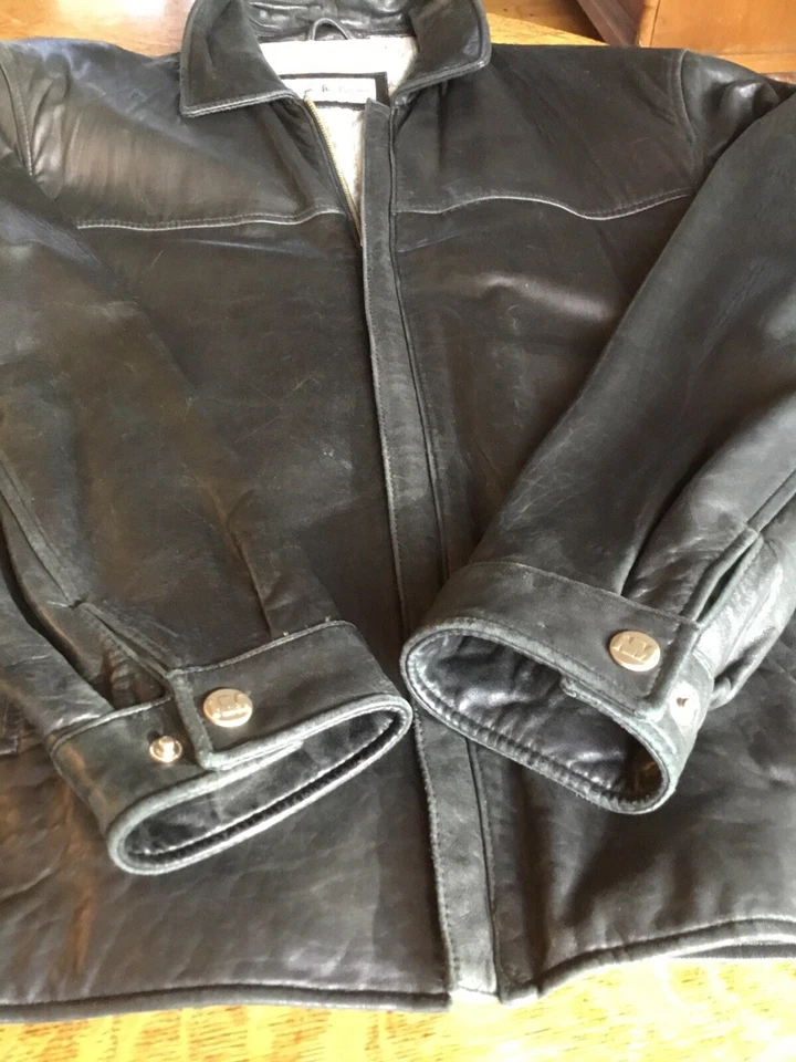 Chaqueta de cuero negra Nicole Miller Soho para hombre talla grande excelente estilo Foto 4 de 4