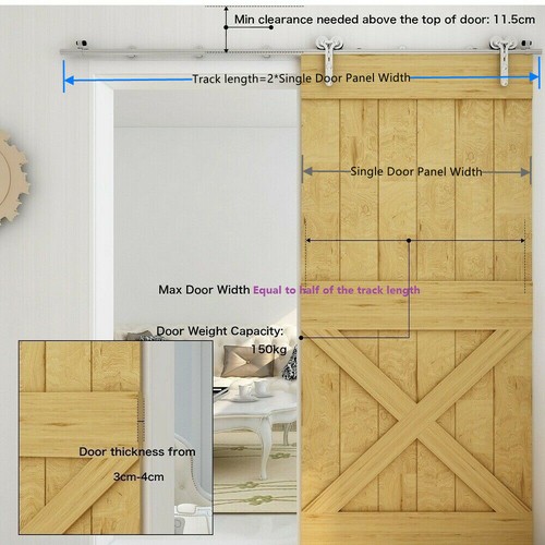 5-20FT Heavy Duty Sliding Barn Single Wood Door Hang Style Track Hardware Kit - Picture 59 of 59
