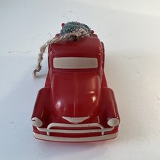 Red PICKUP TRUCK Plastic Christmas Holiday ORNAMENT