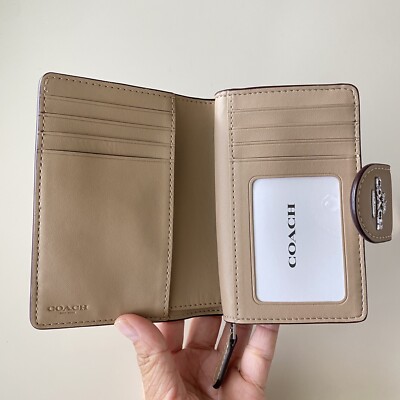 COACH CW786 Medium Corner Zip Wallet In Signature Canvas In Sand