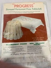 Vtg Tobin Progress Creation Stamped Tablecloth "Trellis" 50" Square