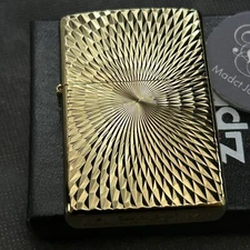 Zippo Oil Lighter Diamond Cut K24 Pure Gold Plating Regular Case Japan