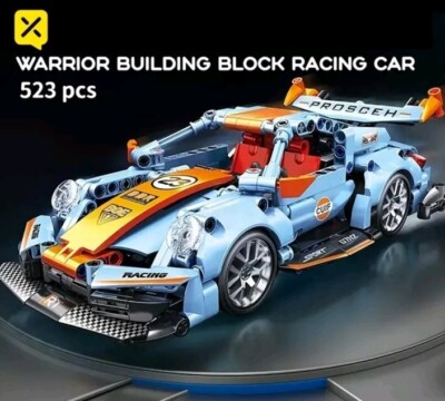Building Blocks Bricks Racing Car With Pull Back Ineria Action 523 Pcs BLUE 