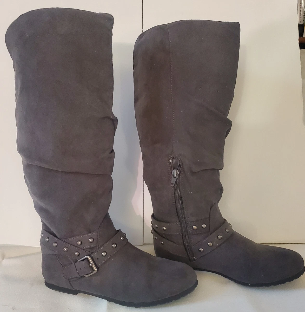 Kohl s Women s Rebeca Grey Suede Feel Knee High Boots Size 6 M RN