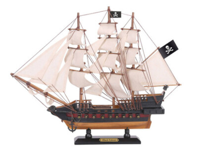 Wooden Captain Kidd's Black Falcon White Sails Limited Model Pirate Ship 15''