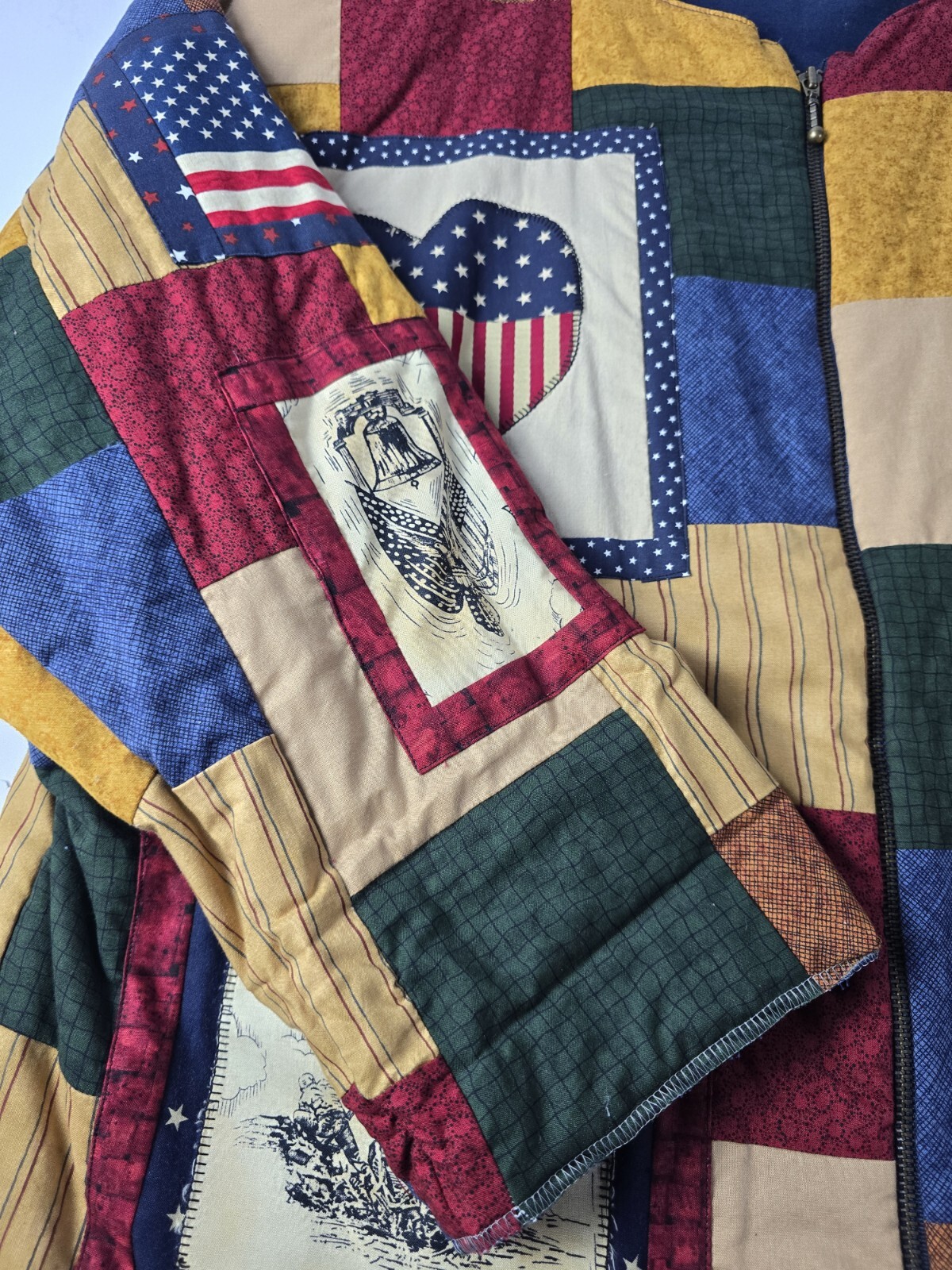 Vintage Quilted Patchwork Chore Jacket XL Red/Whi… - image 6