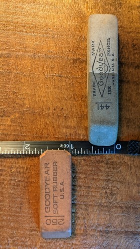 VINTAGE Goodyear Ink Rubber Erasers "250 & 441" - Advertising, Great Display! - Picture 2 of 5