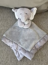 Carters Grey Gray Elephant Security Blanket Soft Velour Satin Lovey Toy