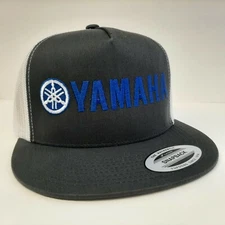 Yamaha Flat Bill Cap Hat Trucker Mesh Snapback Gray & White Yupoong