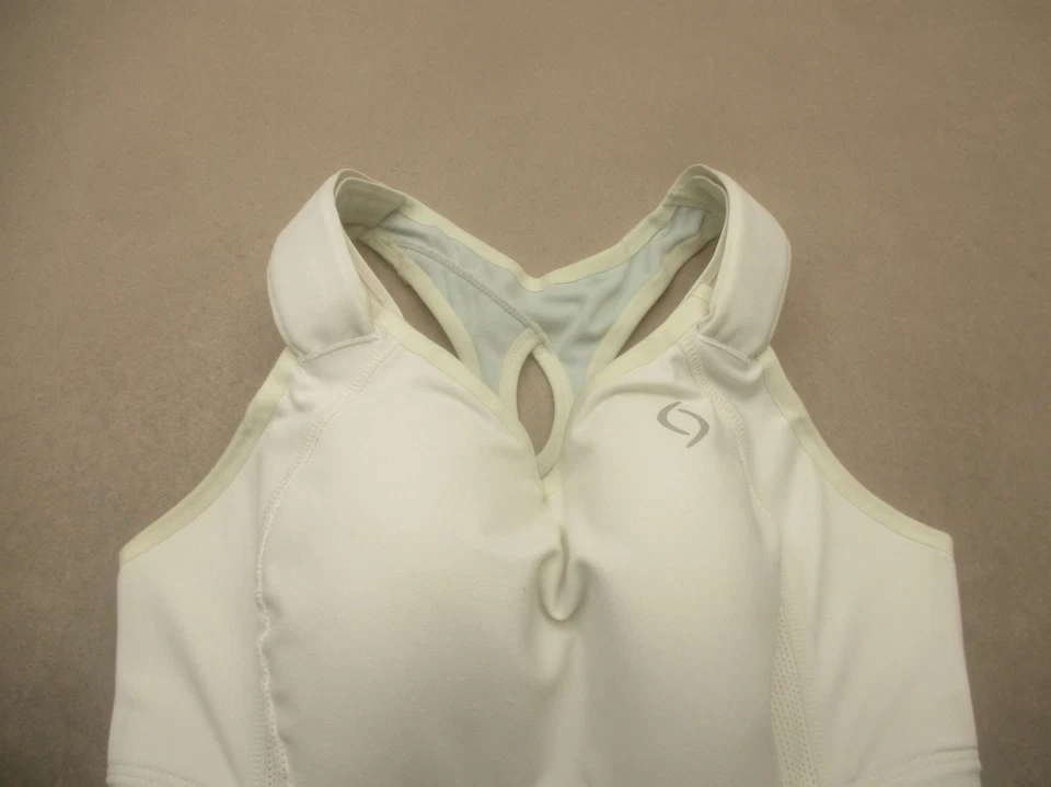 32D Moving Comfort Womens White Lined Wireless Racerback Athletic Sports Bra 10L - Image 2 of 4