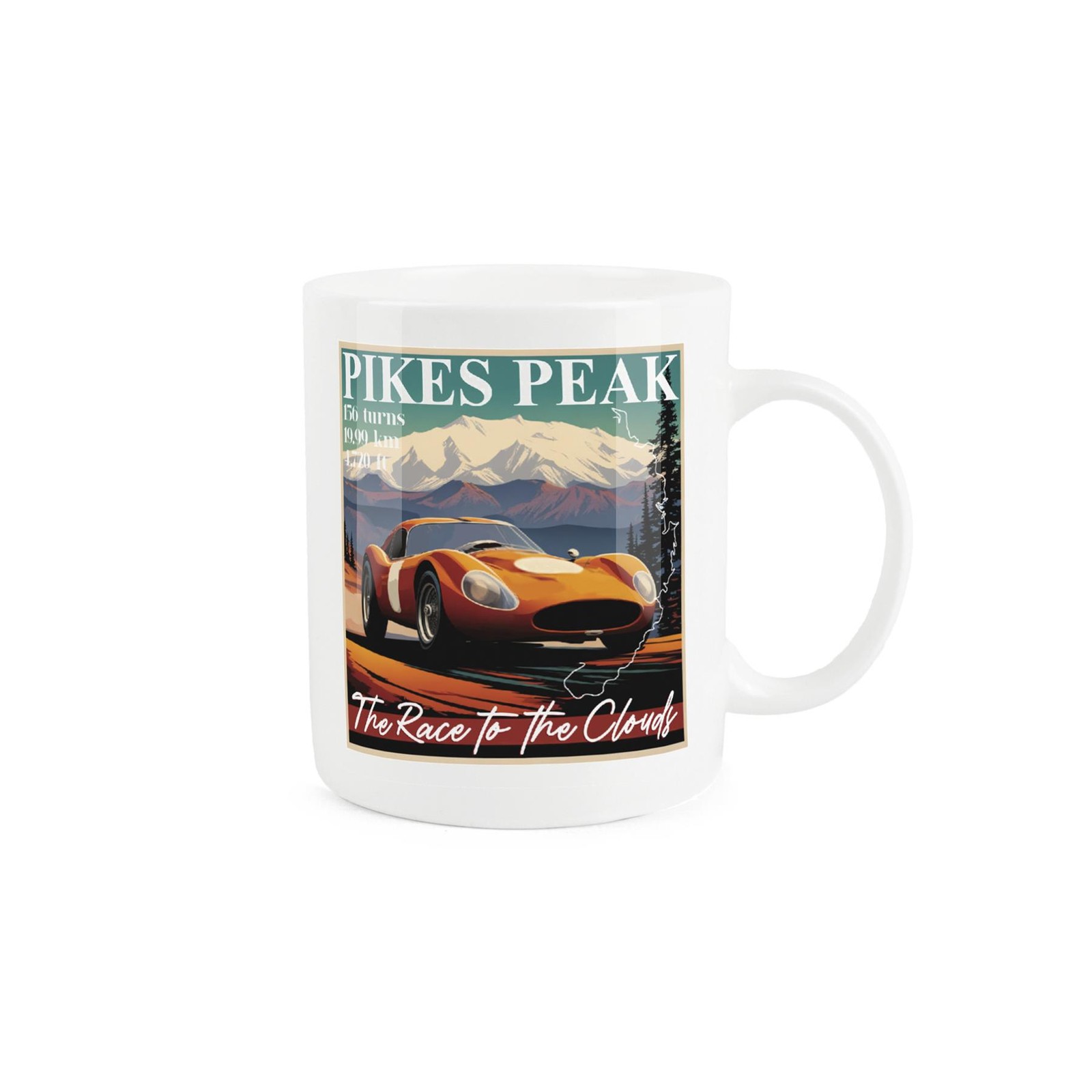 Bone China Retro Racing Poster Mug - Pikes Peak Souvenir Gifts