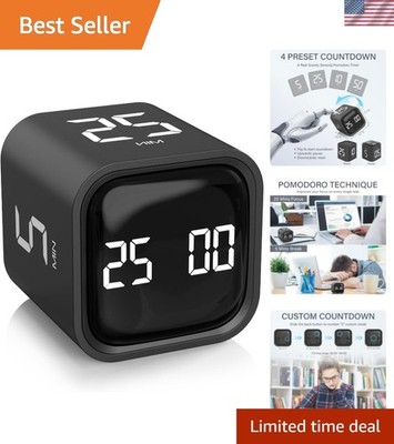 Rotating Pomodoro Timer 5, 25, 10 50 Minutes Preset, Desk Productivity Flip T...