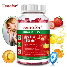 Kids Multi & Fiber 60Ct Gummy Multivitamin,4.5 g Fiber per 2 Gummy for Digestion