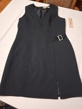 VTG Apostrophe Black Buckle Waist Sleeveless Dress Sz 14 Little Black Dress  LBD