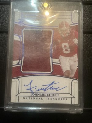 John Metchie National Treasures Rooke Patch Auto /49 (college jersey)