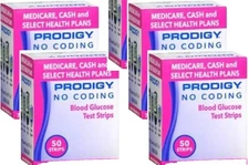 Prodigy Blood Glucose 200 test strips 4 Boxes Of 50 Ct Exp 4/28/2027