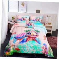 5 Pieces Sea Turtle Bed in a Bag Twin Size Twin 5Pcs Blue Sea Turtles-501