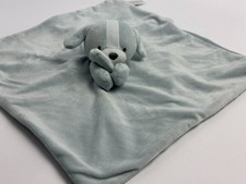 HTF Carters Blue And White Puppy Dog Plush Baby Toy Security Blanket Lovey 68583