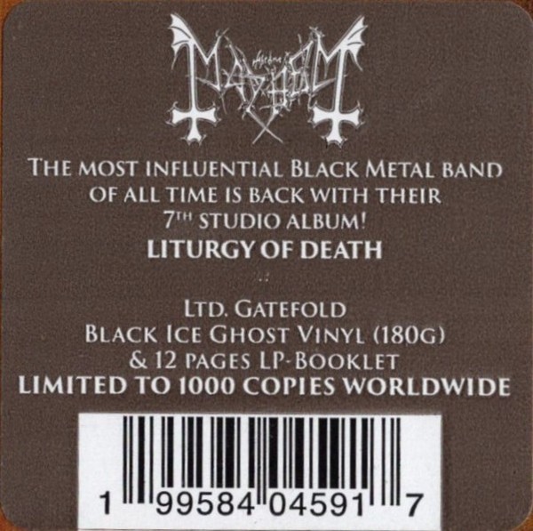 Mayhem - Liturgy Of Death LP Colored Vinyl Album SEALED NEW BLACK