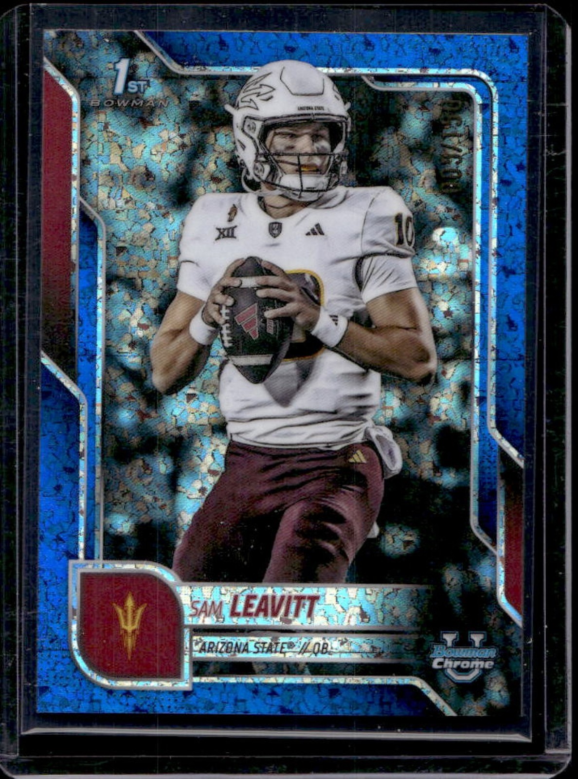 2025 Bowman Chrome U Sam Leavitt Blue Mini-Diamond Refractor 1st Prospect #3/150