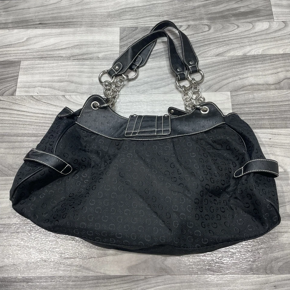 Vintage GUESS Monogram Baguette Shoulder Bag Black Womens Y2K RARE - Image 4 of 4