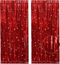 3.2Ft x 8.2Ft Tinsel Curtain Party Photo Backdrop Streamers for Door Wall W