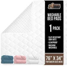 GORILLA GRIP 76x34 Washable Waterproof Reusable Incontinence Bed Pad Leakproof