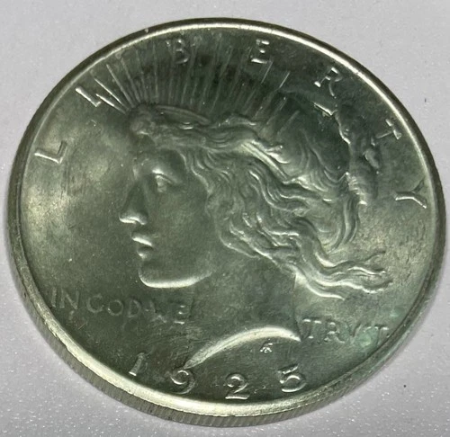 1925 US Peace Dollar - 90% Silver Coin - Uncirculated - .7734 oz Silver
