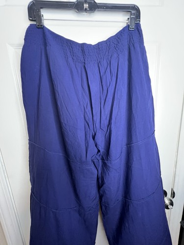 Pantalones Palazzo Soft Surroundings Para Mujer Grandes Azul Rayón Pierna Ancha Lagenlook L - Imagen 16 de 17