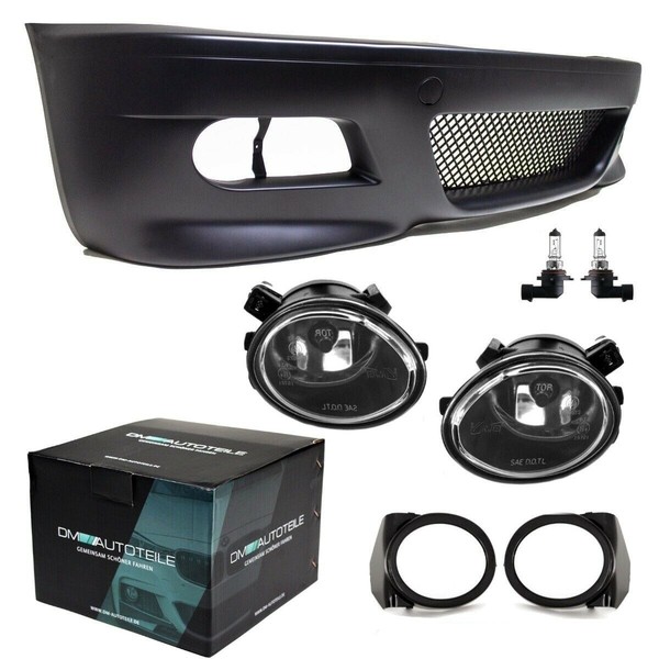 Front StoßStange 99-03 Sport +Gitter FüR M3+ 2X Nebel Klarglas Passt FüR BMW E46-image