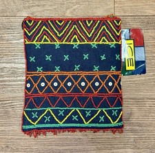 Native Hand Made Multi-Color Beaded Bag 8" X 7"  Strap 22" With Dark Denim Back