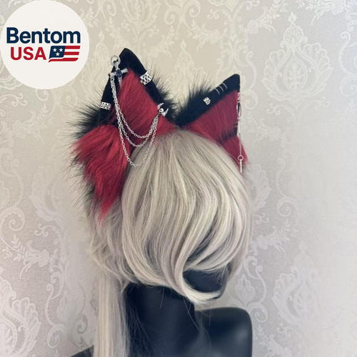 Katze Fuchs Wolf Ohren und Schwanz Set - Cosplay Clips Stirnband und Schwanz für Halloween,  - Bild 4 von 12