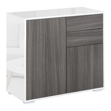 Image of Modern Side Cabinet Storage Cupboard 2 Doors 2 Drawers Home Office Kitchen White
