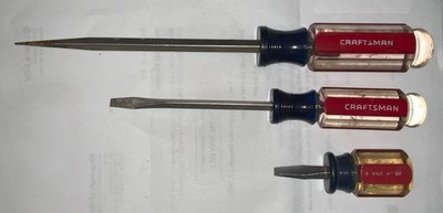 Vintage SEARS Craftsman Screw Drivers 3 Piece Flat Head - Made in USA