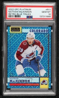 2022 O-Pee-Chee Platinum Retro Blue Traxx Nathan MacKinnon PSA 10 GEM MT 0y8x