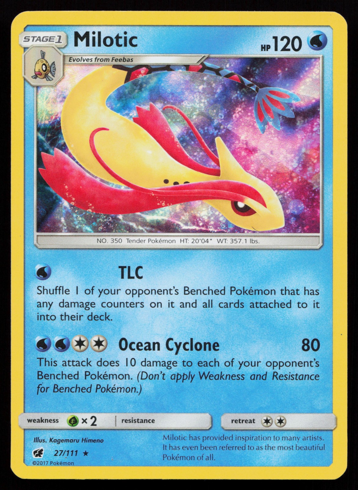 Milotic 27/111 Holo Rare SM - Crimson Invasion Pokémon Card