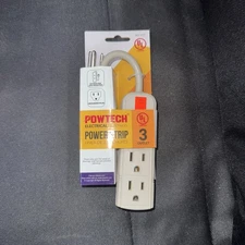 AC 3 Outlet Mini Power Strip Grounded Home Wall Plug 8 inch Cord 1625 Watts 13A