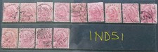 India 1899 QV 3 Pies Light Carmine X 13 Col Vars - Used (IND51)