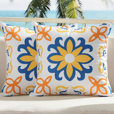 Outdoor Waterproof Throw Pillow Covers Pack of 2 Floral Printed Boho Farmhouse S