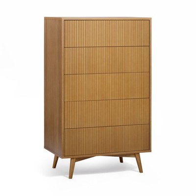 Tremolo 5 Drawers Dresser with Push-Open Design & Contemporary Fluted Fronts