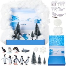 40 Pcs Polar Animals Diorama Kit Set Arctic Diorama Supplies Kit, Penguins Be...