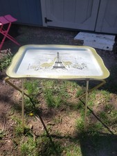 Vintage MCM Folding TV Tray Table Eiffel Towe...