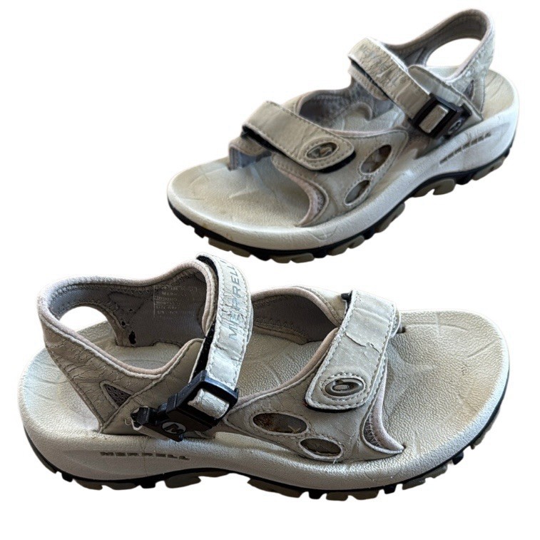 SANDALI OUTDOOR MERRELL DONNA TREKKING E TUTTI I GIORNI COLORE CREMA TAGLIA 6 6 5 USATI