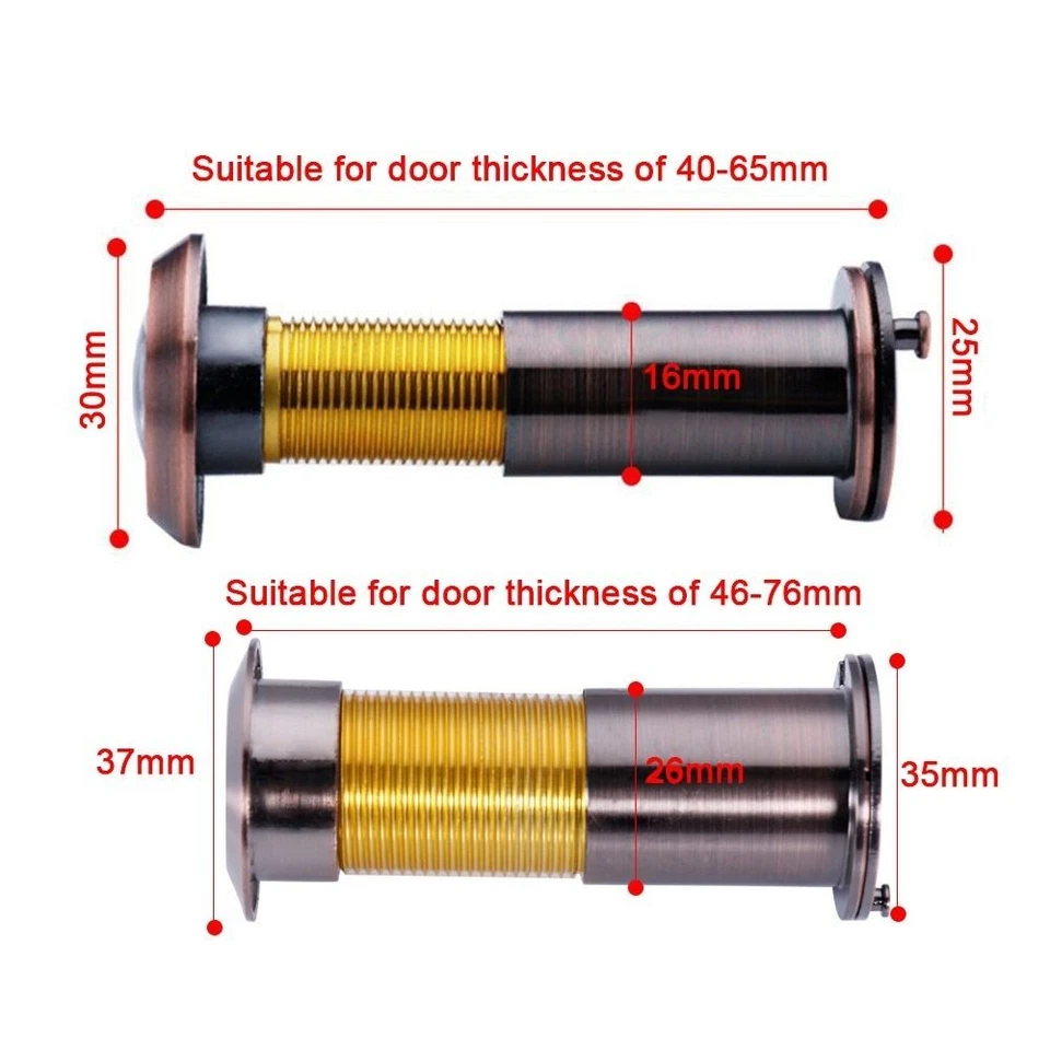 200 Degree HD Glass Lens Door Viewer Peephole Cat Eye Security Door Eye - image 3 of 4