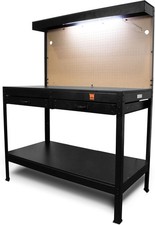 48-Inch Workbench with Power Outlets and Light 2-Drawers for Garage Black