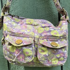 GAP Floral Purple Yellow Shoulder Bag Zip Clo...