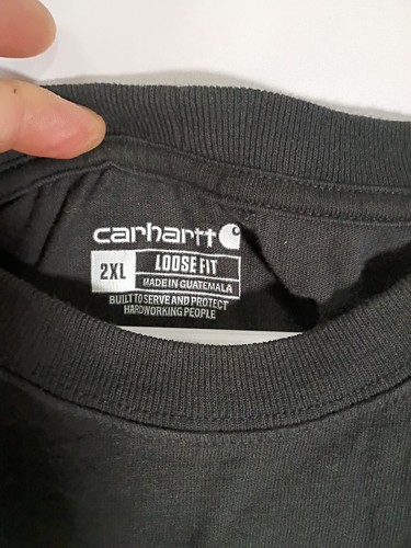 Carhartt T Shirt 2XL Black Loose Fit Heavyweight SS Pocket Big Logo. 0509 - Picture 3 of 5