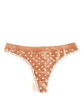 Victoria's Secret Body by Victoria Seamless Lace-trim Thong Panty Beige Polka