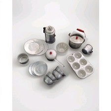 VTG Child's Aluminum Bake/ Cookware Lot MCM USA Kitchen Cooking Pots Pans Etc
