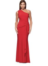 XSCAPE Women's Twist-Front One-Shoulder Gown-Red Size 8